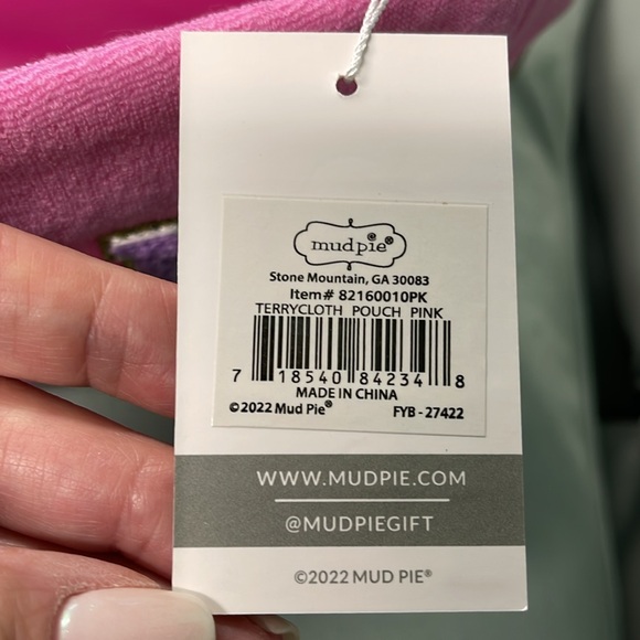 BNWT MUD PIE TERRYCLOTH LIME PATCH POUCH “GLAM” COSMETIC OR TRAVEL BAG - Picture 6 of 7